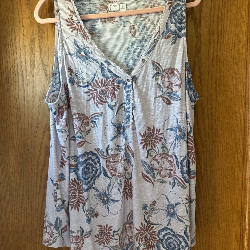 Maurices Floral Tank Top - Blue and mauve